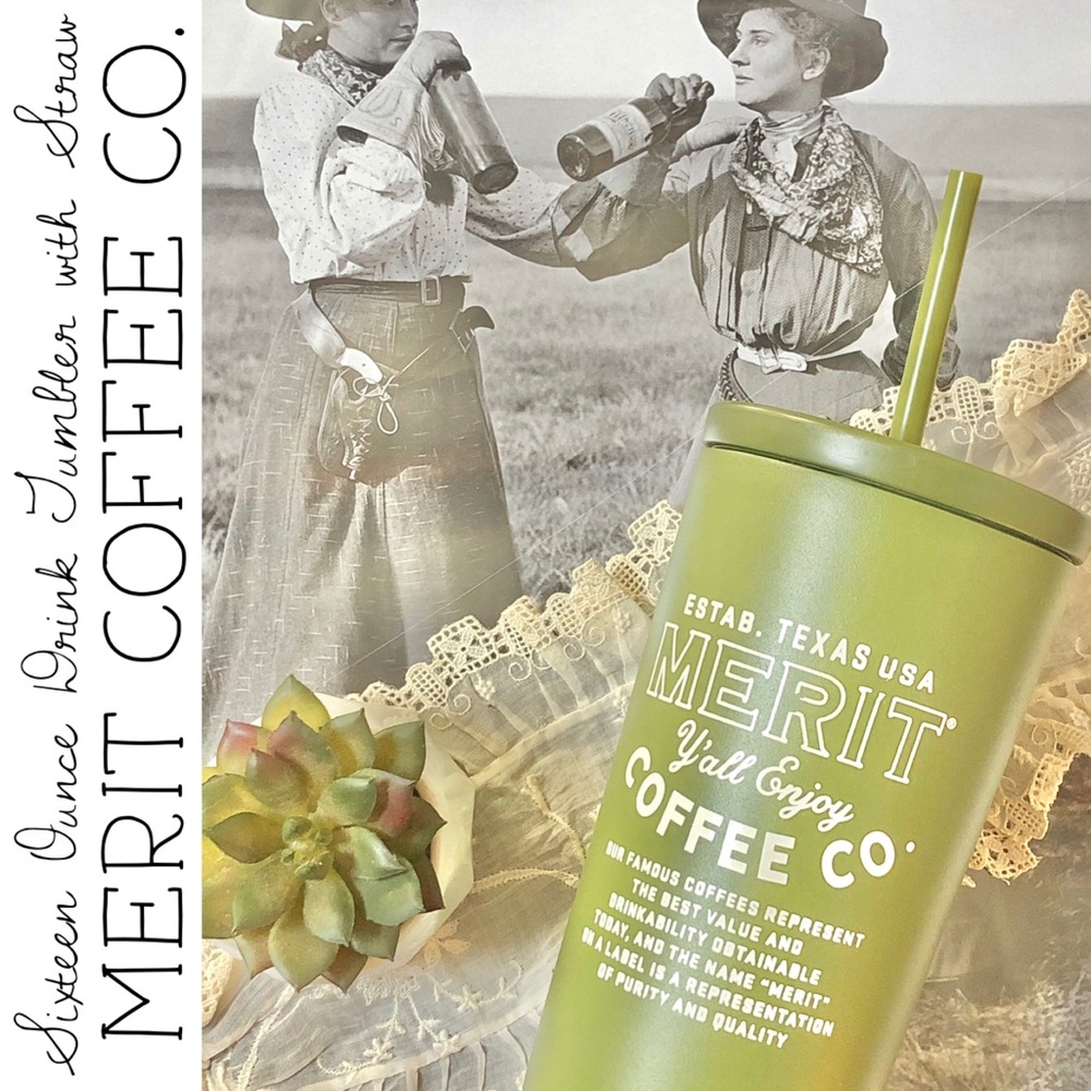 Merit Coffee Co. Green Tumbler with Straw